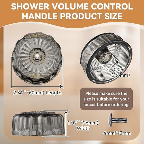 Dreyoo 1 Set Compatible with MXT11 Temperature and Volume Handles Compatible with Mixet Tub and Shower Knob Replacement Shower Volume Control Handle Bathtub Temperature Control (Smoked Acrylic)