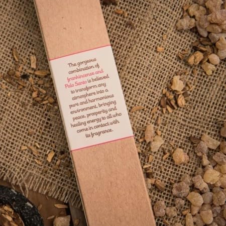 Sagrada Madre Palo Santo Incense Sticks - Natural Smudge Sticks for Cleansing, Meditation, Relaxation - Vegan, Slow-Burning, Low Smoke - Handmade in Argentina - 9”, 16 Pieces, (Frankincense)