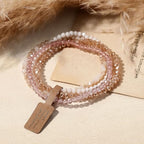 Boho Crystal Bracelet Set of 4pcs/set,4mm Beads Stackable Layering Stretch Bracelets for Women, Friendship Gifts