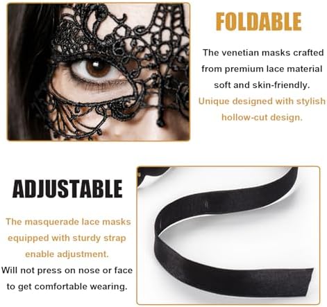 Masquerade Mask for Women Men Couple Venetian Lace Halloween Masks for Costume Mardi Gras Party