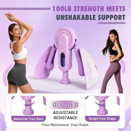 Thigh Trainer Thigh Exerciser for Women, 10-100LB Enhanced Adjustable Resistance Inner Thigh Exerciser, 360° Thigh Trainer Workout Equipment for Pelvic Floor Muscle Repair, Kegel Exercise