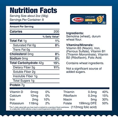 Barilla Linguine Pasta, 16 oz. Box - Non-GMO Pasta Made with Durum Wheat Semolina - Kosher Certified Pasta