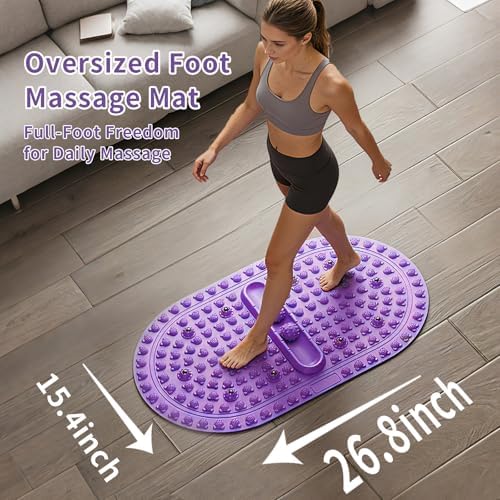 Extra-Large Foot Acupressure Mat 27 Inches, Foot Massage Pad with 2 Massage Balls, Portable Reflexology Mat for Feet Relaxation, Home & Gym & Office Use (Purple)