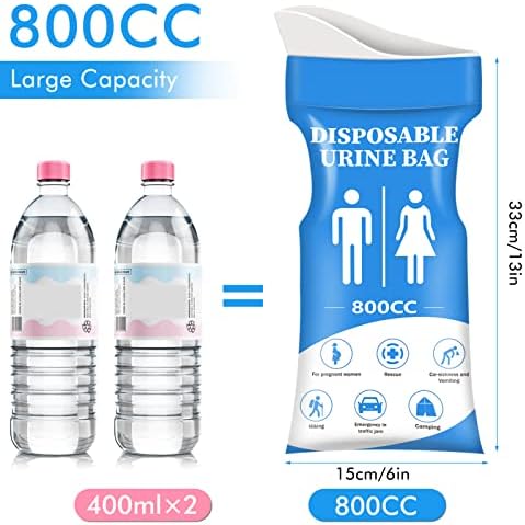 DIBBATU Disposable Urine Bag, 12/24 Pack Pee Bags for Travel for Women/Men, 800ML Emergency Portable Urinal Bag and Vomit Bags, Unisex Urinal Bag for Camping, Traffic Jams, Pregnant