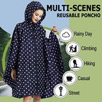 Fashion Hooded Rain Poncho Waterproof Raincoat Jacket with pocket for Women/Men/Adult