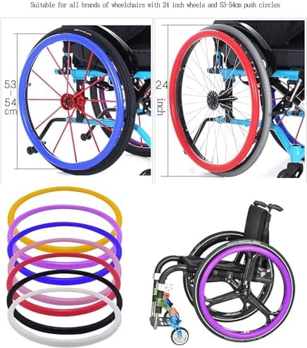 24-Inch,1Pair Wheelchair Push Rim Covers, Silicone Hand Push Cover, Rear Wheel Sports Wheelchair Cover, Non-Slip Wear-Resistant Hand Push Cover, Improve Grip and Traction, Orange