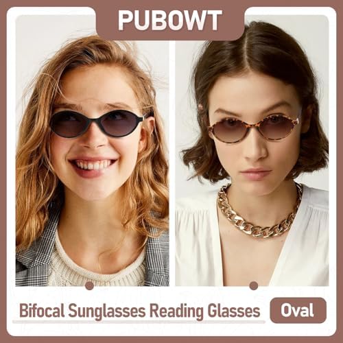Oval Bifocal Reading Sunglasses Glasses for Women UV Protection Sun Readers Retro Fashion Frame Vintage Eyewear PT2009