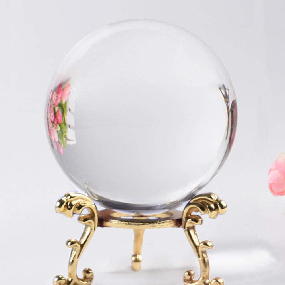 60/70/80MM Photography Crystal Ball Ornament Divination Quartz Magic Glass Ball Home Decor-60 MM_with Gold Base_China