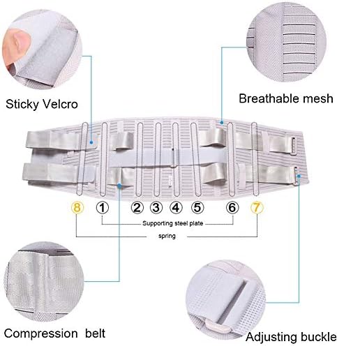 Lumbar Brace Belt, Lower Back Supports with Curved Aluminum Strips, Adjustable Hook and Loop Straps for Herniated Disc, Sciatica, Scoliosis (Size : L)