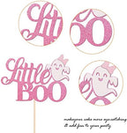 1 Pack Little Boo Halloween Cake Topper Glitter Happy Boo Day Ghost Cake Pick Baby Shower Birthday Happy Halloween Party Cupcake Decoration Supplies Pink