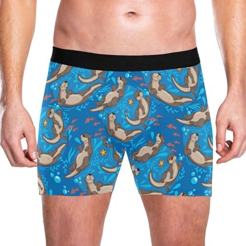 Men's Boxer Briefs Soft Comfort Stretch 4 Inch Inseam Underwear with Fly