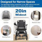 10 Miles Driving Distance Lightweight (Only 21.7KG) Portable Travel Electric Wheelchairs for Adults, Folding Power Wheelchairs for Seniors, All Terrain Motorized Wheelchairs Support 120KG