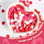 Edible Heart Sprinkles for Cake Decorating,130g,Edible Red Pink White Heart Shapes Sprinkle Mix,Sugar Sprinkles for Decorations Baking,Cake Ice Cream Cookie Cupcake Chocolate Topper,Birthday Wedding Valentines Party Supplie