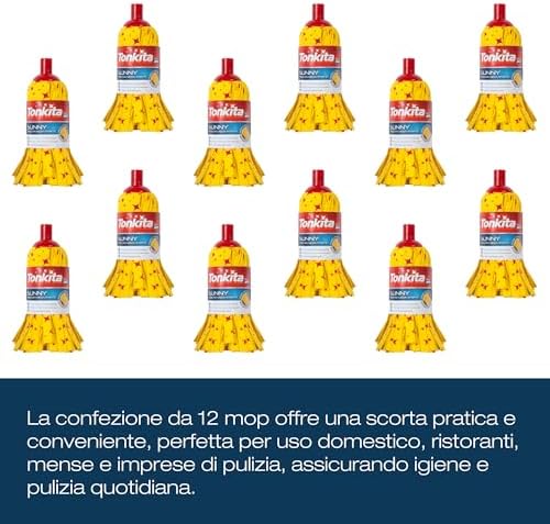 TONKITA 12 Sunny Microfibre Mop Mop for All Surfaces Deep Cleaning and Super Absorbency Pack of 12
