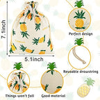 Riakrum 25 Pieces Pineapple Treat Bags Pineapple Drawstring Favor Bags Pineapple Drawstring Storage Bags for Birthday Party Wedding Party Hawaiian Luau Party Favors Summer Supplies