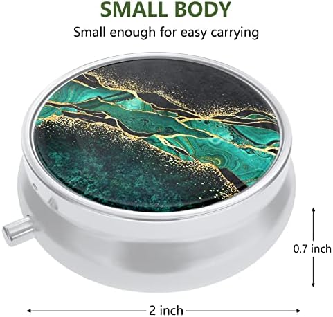 3 Pack Pill Box, Small Pill Case for Purse & Pocket, Cute Medicine Organizer Travel Pillbox, Portable Pill Container Holder to Hold Vitamins, Medication, Fish Oil & Supplements, Teal Ocean Marble