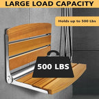 Folding Shower Seat Wall Mounted, 17.5''x13''x11'' Foldable Shower Bench,Fold Down Shower Seat,Folding Shower Seat Bench, Oak