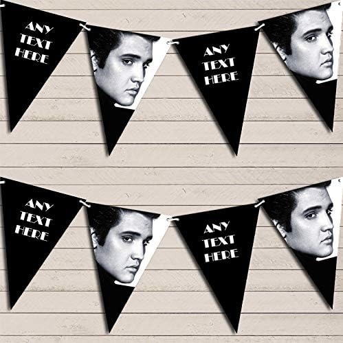 Black & White Elvis Presley Personalized Birthday Party Bunting - Hanging Party Decoration - Birthday Party Banner Garland | Decorative Party Supplies
