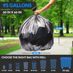 Reli. 95 Trash Bags Heavy Duty | 30 Trash Bags | Super Sizeable for Serious Garbage Cleanup (Black)