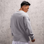 JEEING GEAR Men's Basic Long Sleeve Waffle Sweatshirt Loose Fit Workout Pullover Crewneck Shirt