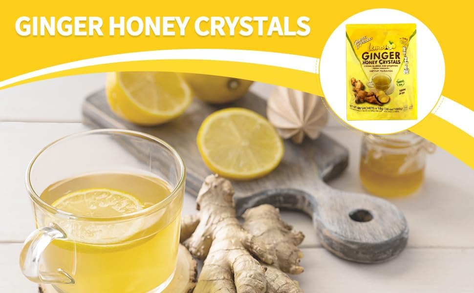 Prince of Peace Instant Ginger Honey Crystals with Lemon, 60 Sachets – Instant Hot or Cold Beverage – Easy to Brew – Drink Like a Tea – Caffeine and Gluten Free – Real Ginger