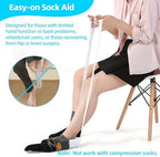 Sock Aids for Putting On Socks, Sock Assistant Device No Bending for Easy Dressing, Sock Helper Tool with Adjustable Extended Shoe Horn Long Handle, Back Scratcher for Seniors, Disabled, Pregnant