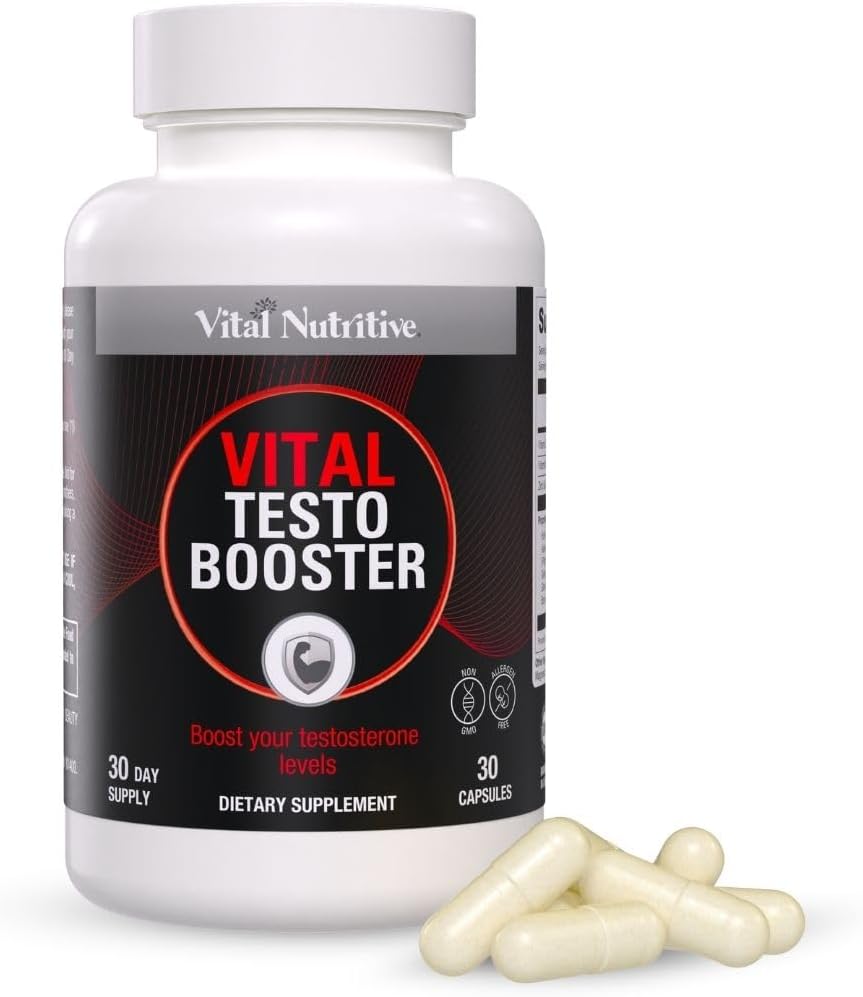 Vital Testo Support -Testosterone Support Supplement for Men | Promotes Energy, Stamina, and Vitality | Men’s Health | Made in USA | 30 Days Supply