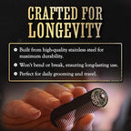 Mustache & Beard Comb Or Fine Tooth Moustache Pocket Metal Powder Coated Black Keychain Comb For Men - 3.25 x 1 Inches by Death Grip