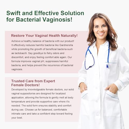 Nahid Bacterial Vaginosis Symptom Suppositories | Targeting Discharge, Odor, Itching, and Irritation | Supports Vaginal Microbiota Balance | 12 Inserts
