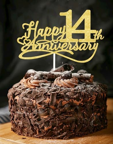 Happy 14th Anniversary Cake Toppers - 14th Wedding Anniversary Decorations, 14th anniversary cake topper, 14th Anniversary Party Decorations fourteen