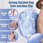 Hands-Free Silicone Foot Scrubber Mat CleanFootFlex with Suction Cups – Deep Cleaning Foot Brush & Back Massager Pad, Anti-Slip Foot Scrubber Mat for Shower Floor (Blue)