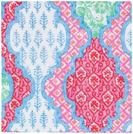 Caspari Provencale Cotton Pink Multi Cocktail Napkins - 20 Cocktail Napkins per Package