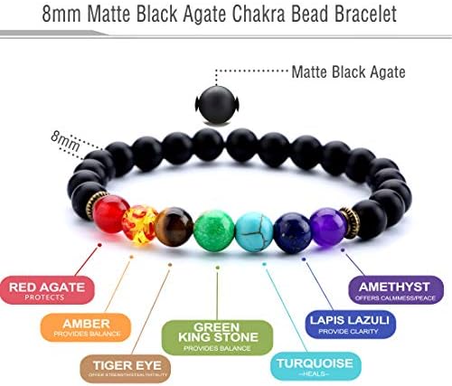 Hamoery Men Women 8mm Lava Rock 7 Chakra Beads Chakra Bracelet Braided Rope Natural Stone Yoga Bracelet Bangle