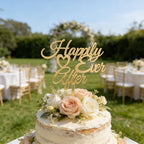 Gold Happily Ever After Cake Topper,Acrylic Marriage Cake Decor for Wedding Engagement Bridal Shower Vow Renewal Anniversary Party Decoration Supplies