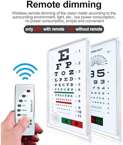 LED Eye Chart Light Box, Eye Exams Charts, Lighting Evenly and No Glare Effect, 2.5/5 M Distance Measurement, Suitable for Homes and Schools