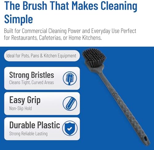SPARTA 40501EC03 Plastic Large Scrub Brush, Kitchen Brush, Utility Brush With Long Handle For Cleaning, 20 Inches, Black