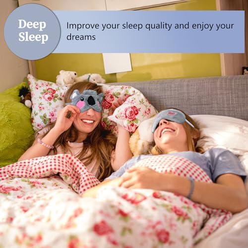 Cute Sleeping Masks Cartoon Animal Eye Mask Soft Plush Sleep Mask Travel Blindfold Eye Cover Funny Novelty Eye Shade for Women Men (Grey Koala)