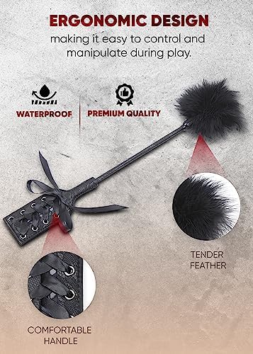 Feather Tickler for Couples, French Tickler for Role Play, Feather Ticklers Teasers Black 16"