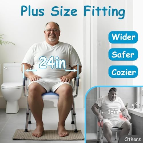 King Mills Plus Size Extra Wide Shower Chair for Elderly and Disabled with Anti-Slip Pads, Plus Size Shower Chair for Seniors, Big & Tall Person. 150kg Weight Capacity.