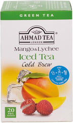 Ahmad Tea Green Tea, Cold Brew Mango and Lychee Teabags, Iced Tea, 20 ct (Pack of 1) - Caffeinated and Sugar-Free