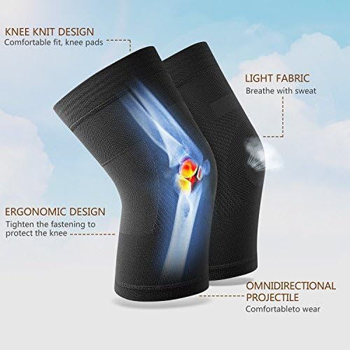 Knee Sleeves, 1 Pair, Could Be Worn Under Pants, Lightweight Knee Compression Sleeves for Men Women, Knee Brace Support for Joint Pain Relief, Arthritis, ACL, MCL, Sports, Injury Recovery, Black M