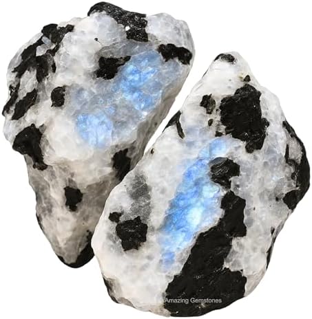 Amazing Gemstone Rainbow Moonstone Raw Crystals and Healing Stones, Natural Rocks For Tumbling - DIY Raw Stones And Crystals (1 Piece)