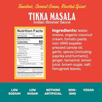 Brooklyn Delhi Tikka Masala - Indian Simmer Sauce - Tangy Tomatoes, Luscious Coconut Cream, Roasted Spices - 12oz - Mild Enough for a kid, Flavorful Enough for a Foodie - Vegan - No Artificial Additives