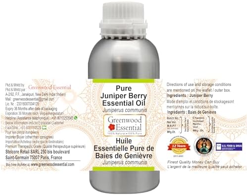Greenwood Essential Pure Juniper Berry Essential Oil (Juniperus communis) Steam Distilled 630ml (21 oz)