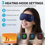 Cordless Heated Eye Mask for Dry Eyes Relief, with 3 Heat Settings, Washable Eye Cover, Warm Heating Pad for Stye Eye Treatment & Travel Use