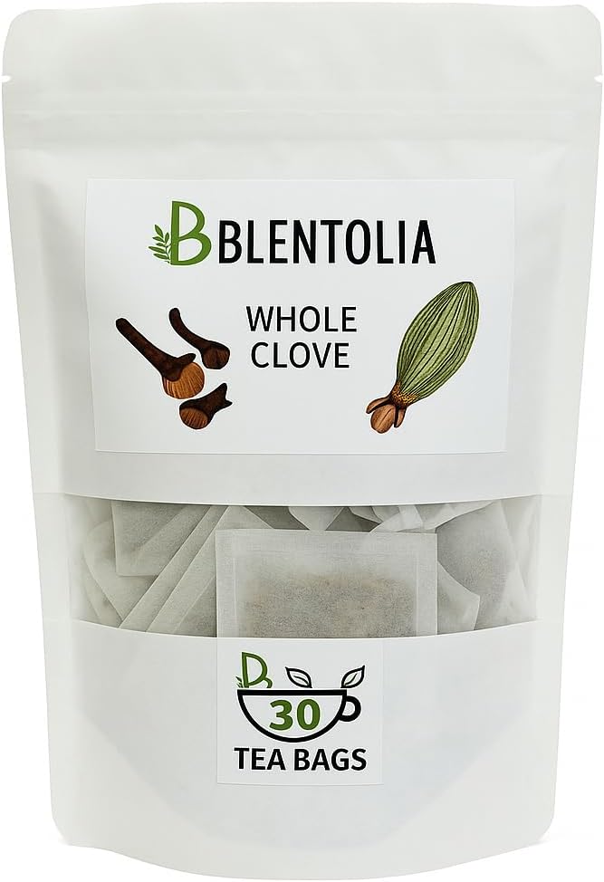 Blentolia Whole Clove – 30 Herbal Tea Bags – Warming & Aromatic Spice Tea – 100% Natural – Caffeine-Free – Immune & Digestive Support – Herbal Clove Infusion