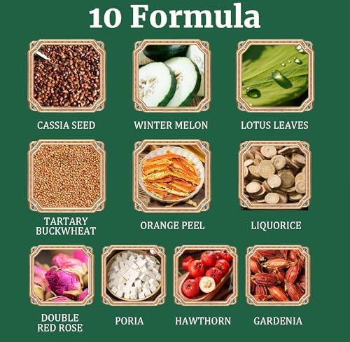Oil-Reducing Tea, 10 Herbal with Excellent Formula, Organic Oil Cleansing Tea for Liver, Chinese Herbal Tea (30 Tea bags / 2 Box)
