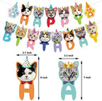 TSJ Happy Birthday Cat Banner, Kitty Cat Theme Party Bunting Decoration for Adoption Birthday Party Favors