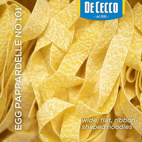 De Cecco Egg Pappardelle No. 101 Pasta, 8.8 Oz, Authentic, Slow Dried, Made with Cage Free Eggs & Durum Wheat, Versatile Pasta for Sauces & Recipes, Made in Italy