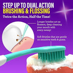 GuruNanda Floss Fusion Toothbrush with Dual Action Soft Flossing Bristles, Ultra-fine Tapered Bristles for Deeper Cleaning, BPA & PFAS-Free, (2 Count)